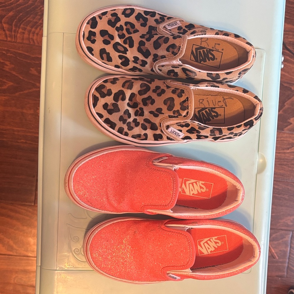 Vans Kids Leopard Print and Bright Pink Sneakers